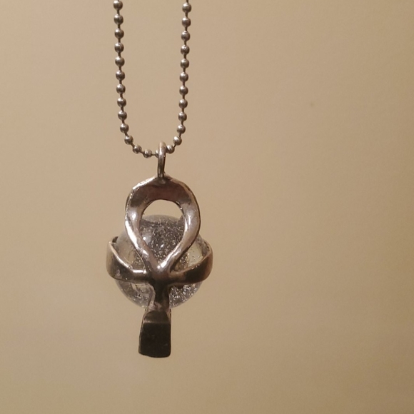 Necklace with cross charm with crystal ball inside - Picture 2 of 2